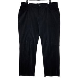 Ralph Lauren LRL Women Plus Size 20W Pants Jean Velvet Velour Straight Leg Black